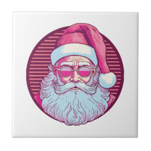 Retro vintage pink santa claus tile