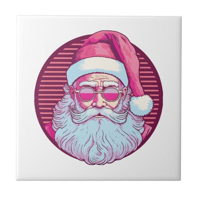 Retro vintage pink santa claus  tile (Front)