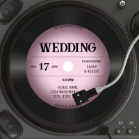 Retro Vintage Pink Vignette Vinyl Record Wedding