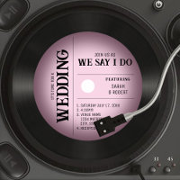 Retro Vintage Pink Vignette Vinyl Record Wedding