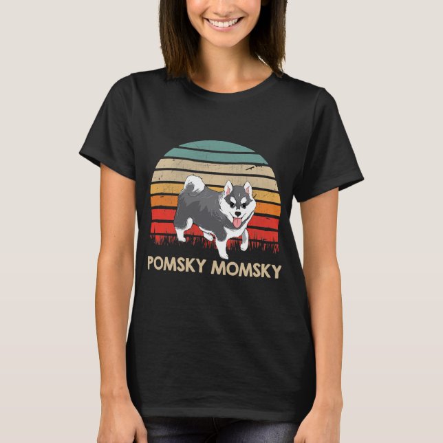 Retro Vintage Pomsky Momsky Pet Pomsky T-Shirt (Front)