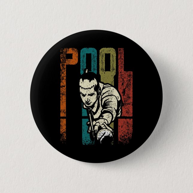 Retro Vintage Pool Billiards  6 Cm Round Badge (Front)
