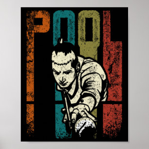 Retro Vintage Pool Billiards Poster