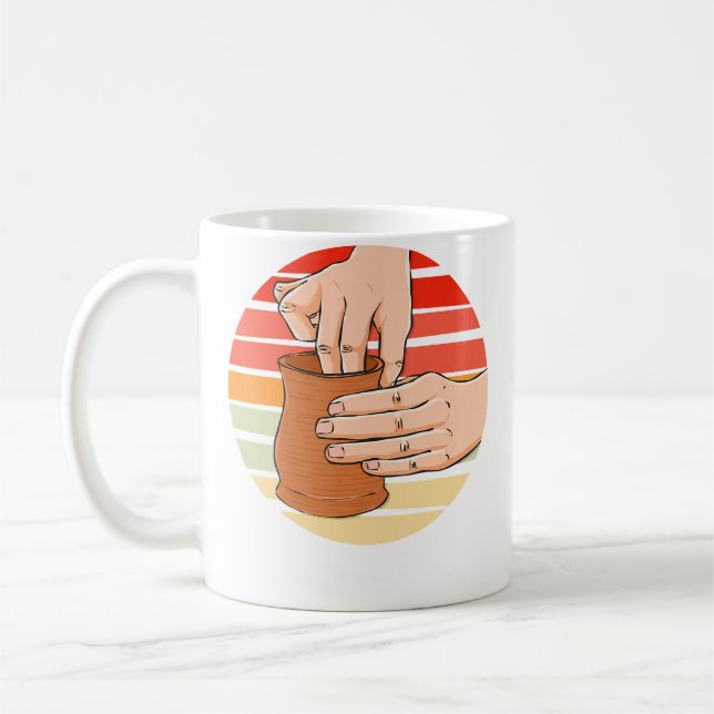 Retro Vintage Pot Making Pottery Dealer Coffee Mug (Left)