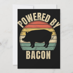 Retro Vintage Powered By Bacon BBQ   BBQ Lovers Holiday Card