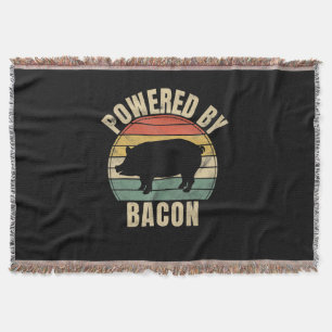 Retro Vintage Powered By Bacon BBQ BBQ Lovers Throw Blanket