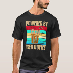 Retro Vintage Powered By Iced Coffee Cool Present T-Shirt