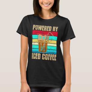 Retro Vintage Powered By Iced Coffee Cool Present T-Shirt