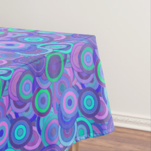 Retro Vintage Psychedelic Circle Pattern Rectangle Tablecloth