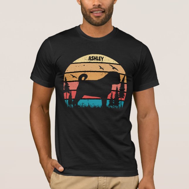 Retro Vintage Pug Dog T-Shirt (Front)