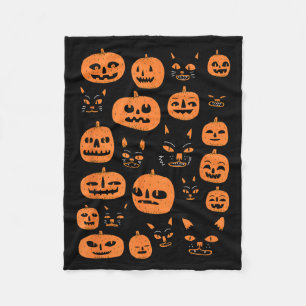 Retro Vintage Pumpkin Black Cat Halloween Costume Fleece Blanket
