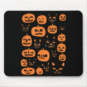 Retro Vintage Pumpkin Black Cat Halloween Costume Mouse Mat