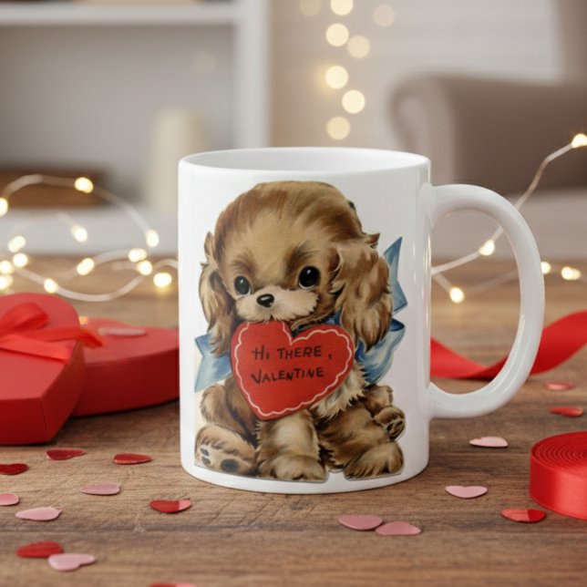Retro Vintage Puppy Love Valentine's Day Coffee Mug (Retro Vintage Puppy Love Valentine's Day Coffee Mug)