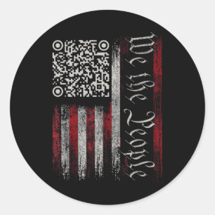 Retro Vintage Qr American Flag Funny Trump Dance C Classic Round Sticker