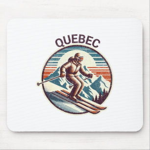 Retro Vintage Quebec Canada Ski Resort Winter Skii Mouse Mat