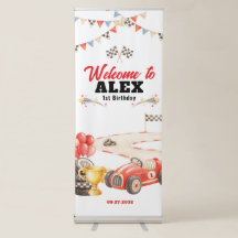 Retro Vintage Race Car Welcome Birthday