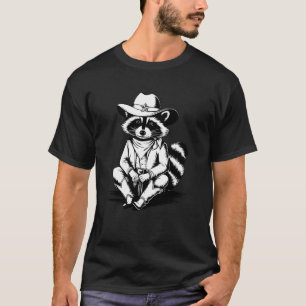 Retro Vintage Racoon Cowboy Trash Panda Western C T-Shirt