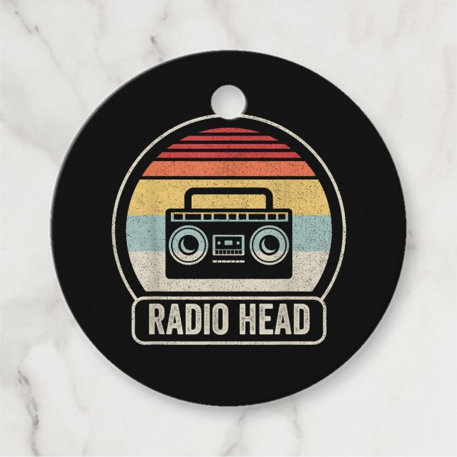 Retro Vintage Radio Head Favour Tags (Front)
