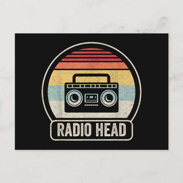 Retro Vintage Radio Head Holiday Postcard (Front)
