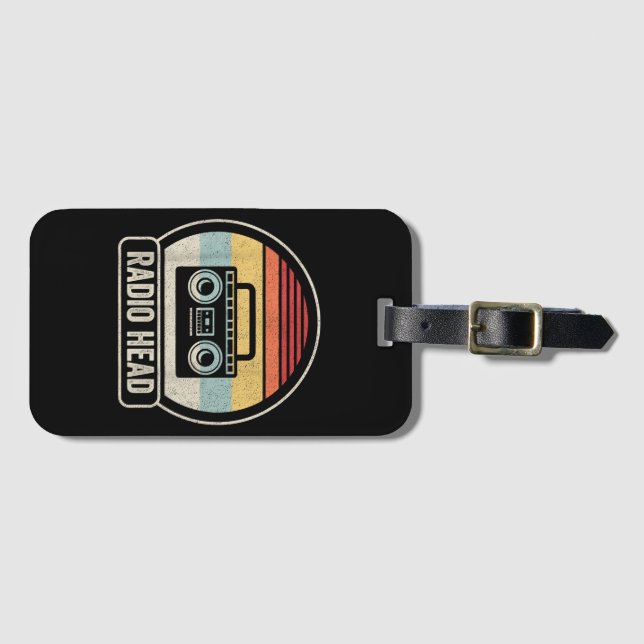 Retro Vintage Radio Head Luggage Tag (Front Horizontal)