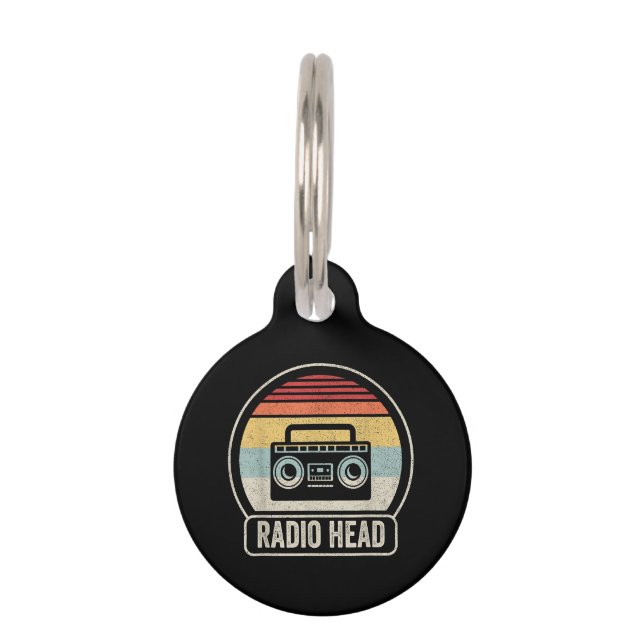 Retro Vintage Radio Head Pet Tag (Front)