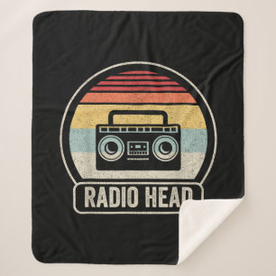 Retro Vintage Radio Head Sherpa Blanket