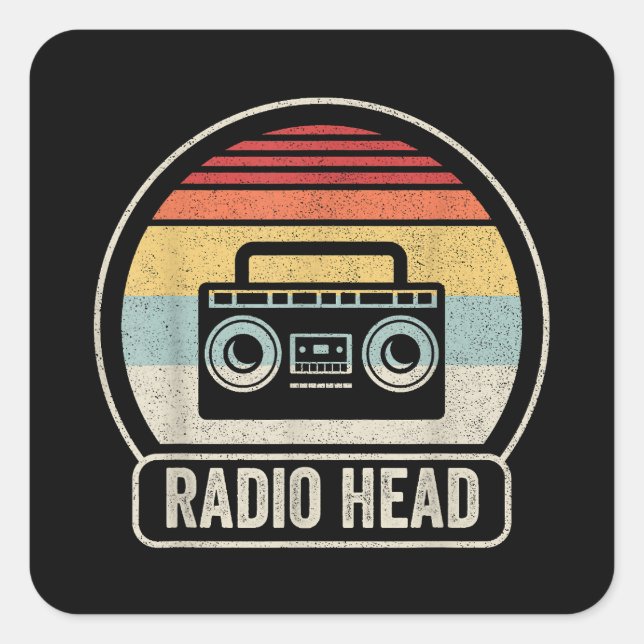Retro Vintage Radio Head Square Sticker (Front)
