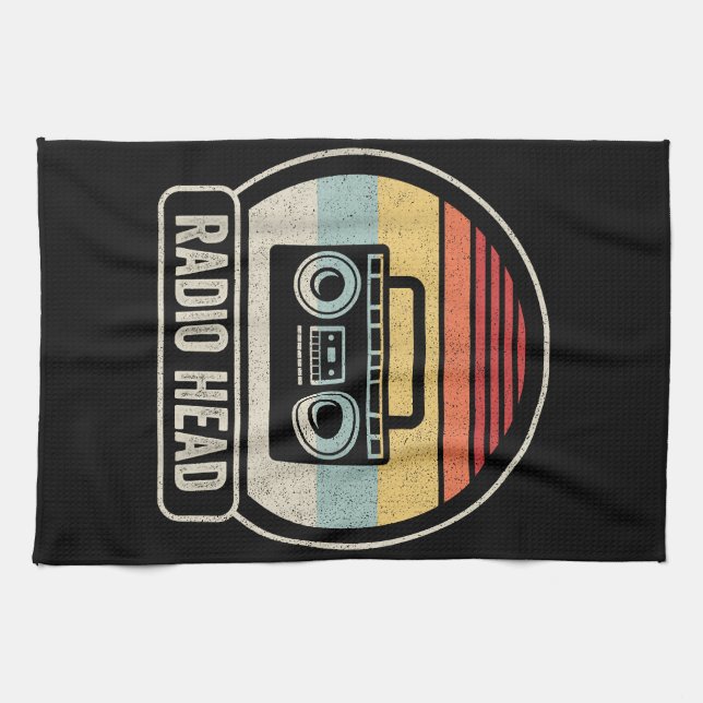 Retro Vintage Radio Head Tea Towel (Horizontal)