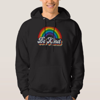 Retro Vintage Rainbow Be Kind Lgbtq Flag Gay Pride Hoodie