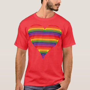 Retro Vintage Rainbow Pride Heart T-Shirt