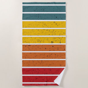 Retro vintage rainbow sunset stripes beach towel