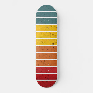Retro vintage rainbow sunset stripes  skateboard