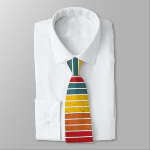 Retro vintage rainbow sunset stripes  tie