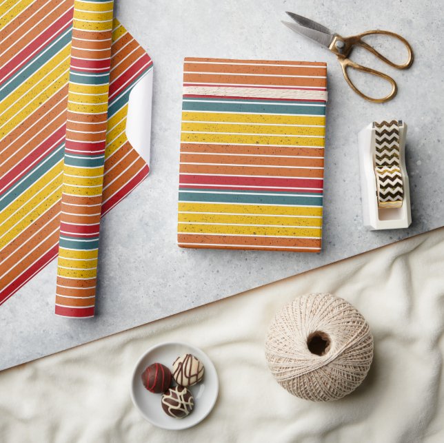 Retro vintage rainbow sunset stripes  wrapping paper (Crafts)