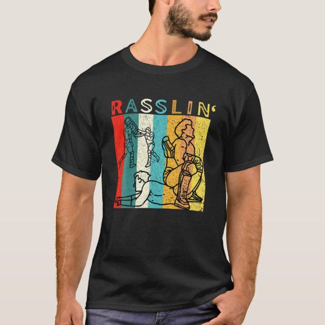 Retro Vintage Rasslin' Pro Wrestling Fan T-Shirt (Front)