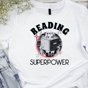 Retro Vintage Reading is my Superpower Bookworm T-Shirt