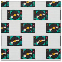 retro vintage record player pattern fabric