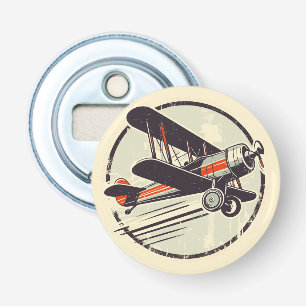 Retro Vintage Red and Green Biplane Bottle Opener
