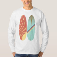 Retro Vintage Red & Blue Surfboard Illustration