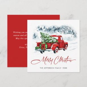 Retro Vintage Red Farm Truck Christmas Greeting Holiday Card