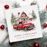 Retro Vintage Red Farm Truck Christmas Greeting Holiday Card<br><div class="desc">For further customisation,  please click the "customise further" link and use our design tool to modify this template.</div>