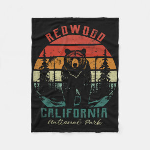 Retro Vintage Redwood National Park For Kids Hikin Fleece Blanket