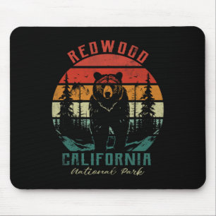Retro Vintage Redwood National Park For Kids Hikin Mouse Mat