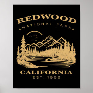 Retro Vintage Redwood National Park For Kids Hikin Poster