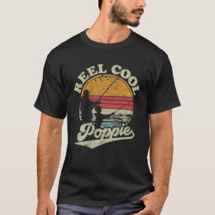 Retro Vintage Reel Style Cool Poppie Fishing Lover T-Shirt