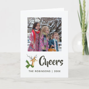 Retro Vintage Reindeer Christmas Family Photo Holiday Card