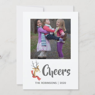 Retro Vintage Reindeer Christmas Family Photo Holiday Card