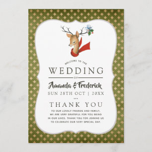 Retro Vintage Reindeer Christmas Wedding Program Programme