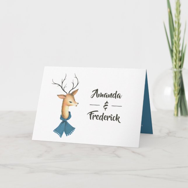Retro Vintage Reindeer Christmas Wedding Programme (Front)