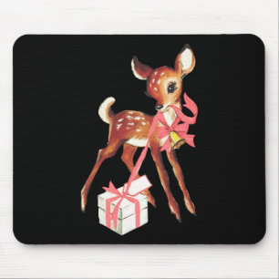 Retro vintage reindeer pink christmas ba mouse mat